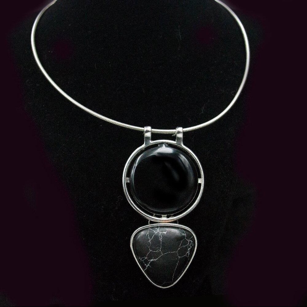 Round & Triangular Double Drop Necklace - Jntbs2 - image 1